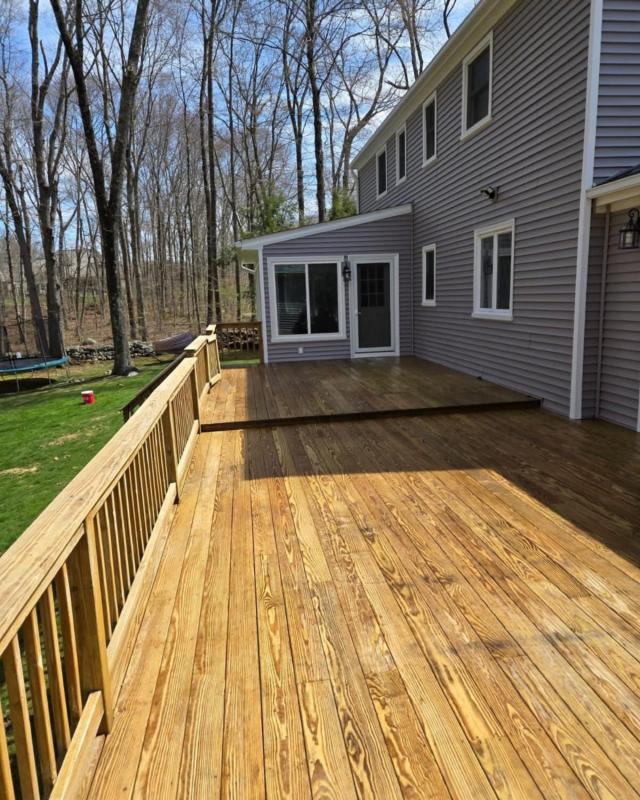 Deck cleaning, half cleaned